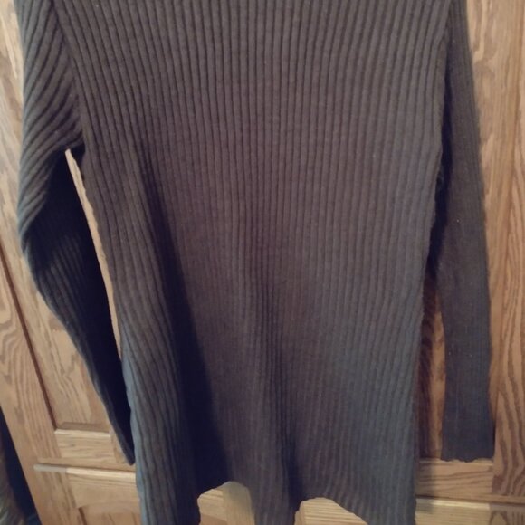 Say What Full Zip Tuni Length Brown Sweater - Picture 3 of 6